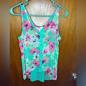 Candies Bright Flower Tank Spring Summer High Low Sheer